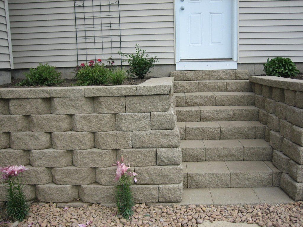 Anchor Retaining Wall Block and Step Units installed in Rosemount Pahl's Market Apple Valley, MN