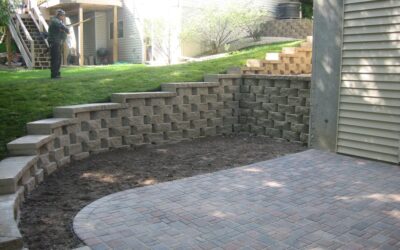 Retaining Wall with Caps and a Paver Patio installed in Rosemount