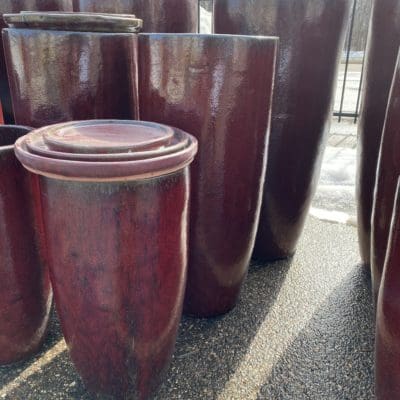 taper parisan planter tall inch round red